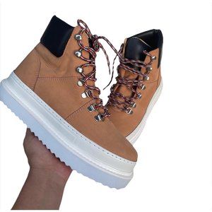 Schutz Marlua Leather Platform Lace-Up Boot 8.5B